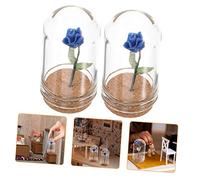ABOOFAN 2pièces Miniature Fleur sous Cloche Verre Lot de Roses pour Décoration De Table Et Loisirs Créatifs Dôme Miniature pour Centre De Table