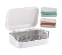 ABOOFAN 3 pièces Boîte à avec Couvercle Étanche Rangement Portable pour Salle de Bain et Cuisine Boîte de Voyage Abs Égouttoir Intégré Couleurs Bleu Rose Blanc