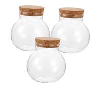 ABOOFAN 3 Pièces Bouteilles Verre Transparent avec Bouchon Liège pour Microlandscape sans Lumière