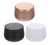 ABOOFAN 3 pièces Lot de Boîtes Métal pour Stockage Scellé Boîtes Rondes Tôle pour Crèmes et DIY Contenants Anti-fuite pour Cosmétiques et Épices Rose Doré Noir Mat et Blanc Mat