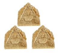 ABOOFAN 3 Pièces Pyramide en Résine Modèle de Pyramide Égyptienne, Forme Pyramidale, Or, Décoration Intérieure, Objet de Décompression, pour Salle D'étude et Fêtes