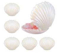 ABOOFAN 30 Boîtes à Bonbons Coquillage en Pp Blanc, Boîte de Rangement Petite Taille Couvercle, pour Fêtes Prénuptiales et Occasions Joyeuses