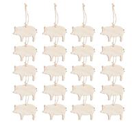 ABOOFAN 30 Pièces D'étiquettes en Bois Cochon Vierges avec Corde pour Décoration Diy, Ornements Animaux en Bois, pour Décoration Anniversaire ou Noël