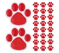 ABOOFAN 30 Pièces Patchs De Pattes De Chien Pour Vêtements Autocollants Appliques De Vêtements Patchs D'empreintes De Pieds De Dessin Animé Patte De Chien Brodée Red