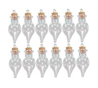 ABOOFAN 32pièces Lot de Mini Bouteilles Verre Transparentes Forme De Goutte avec Bouchon Liège Fioles pour DIY Bocaux Décoratifs pour Porte-clés Et Souvenirs