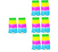 ABOOFAN 4 Ensembles Fan De Danse du Ventre Accessoires De Fête Iridescent Ruban Éventails en Soie Gland Goth Performance Prop Fan De Danse Longue Éventail en Soie Femme Filage 2 Pièces * 4