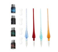 ABOOFAN 4 Ensembles Stylo de Calligraphie avec Support et Encre | Verre, Pointe Raffinée, Flux D’encre Stable, Nettoyage Facile, pour Dessin et Peinture, Style Vintage