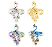 ABOOFAN 4 pièces Anneaux de Tricot Vintage Lot de Bagues Décoratives Forme de Paon pour Doigts Accessoires de Crochet et Couture Bijoux de Mode Unisexes