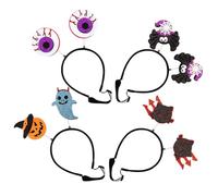 ABOOFAN 4 Pièces Bandeaux d'halloween pour Animaux de Compagnie en Feutre Motifs Citrouille, Chat, Araignée et Œil, Décorations Ajustables pour Fêtes et Séances Photo