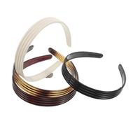ABOOFAN 4 Pièces Bandeaux Rétro Rayés avec Dents Antidérapantes pour Femmes Filles Serre-têtes Flexibles Robustes Vin Rouge Noir Beige et Écaille de Tortue