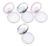 ABOOFAN 4 Pièces Boîte à Poudre Compacte avec Houppette Douce Boîte de Rangement Vide Portable pour Poudre Format Voyage Rechargeable Lot de Rose et Argent pour Maquillage