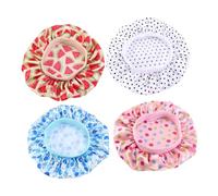 ABOOFAN 4 pièces Bonnet de Nuit Satin pour Garçon Fille Bonnet Dormir Élastique Protection Cheveux Imprimé Léger et Confortable pour Maison et Voyage Lot de Rose Blanc Beige Bleu