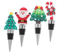 ABOOFAN 4 Pièces Bouchons de vin de Noël Scellant de bouteille de vin bouchon à cocktail Gift Wine Stopper Fermeture bouteille décoratif Gel de silice