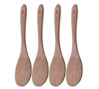 ABOOFAN 4 Pièces Cuillère à Riz en Bois de Wengé Marron, Spatule Polyvalente pour Wok Tête Ronde Plate, Design Élégant Minimaliste, Maison Restaurant