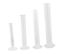 ABOOFAN 4 pièces Cylindre Gradué Plastique Transparent avec Base Antidérapante Tubes de Mesure Solides pour Laboratoire Usage Quotidien