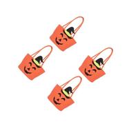 ABOOFAN 4 Pièces de bonbons d'halloween sachet de bonbons ou de friandises conteneur de stockage d'halloween tour ou traiter fourre-tout corde de coton Orange