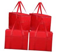 ABOOFAN 4 Pièces Lot de Pliables Non Tissé Grands Sacs Réutilisables avec Isolation Thermique pour Aliments Froids et Chauds Capacité Jumbo pour Courses et Pique