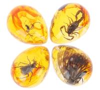 ABOOFAN 4 Pièces Lot De Spécimens Insectes Résine Fossile Décoration Artisanale Résine Style Aléatoire