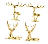 ABOOFAN 4 Pièces Ornements De Noël Cerfs Dorés Figurines Rennes Ornements De Table Assis Et Debout Cadeau De Noël pour Maison Bureau Et Magasin