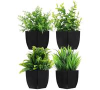 ABOOFAN 4 Pièces Petites Plantes Artificielles en Pot Noir 7X17X6.5 Cm Décoration Intérieure pour Maison Bureau Salle De Bain Table