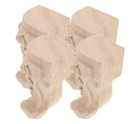 ABOOFAN 4 Pièces Pieds de Meubles en Bois Sculpté, Style Européen, Beige | Bois pour Meubles, Installation Facile et Retrait Simple, Usage Polyvalent pour Chambre, Table et Projet DIY