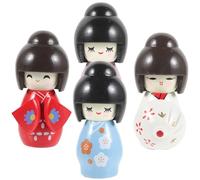 ABOOFAN 4 Pièces Poupée Japonaise Ornements Kimono Fille Figurine Kabuki Asiatique Décoration Décor De Cuisine Japonaise Figurine De Geisha Asiatique Poupée Kimono Nourriture Fantoche Bois