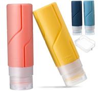 ABOOFAN 4 pièces Set de Flacons Voyage Silicone avec Sac de Rangement Réutilisables et Anti-fuite pour Lotions Shampoings et Cosmétiques Contenant Vide Pratique pour Couleur Aléatoire