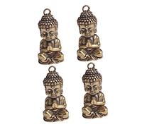 ABOOFAN 4 Pièces Statue Bouddha Laiton Vintage Figurine Artisanale Bureau Décorative Stable et Accessoire pour Maison et Cadeau