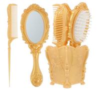 ABOOFAN 5 Pcs Brosse Démêlante et Peigne Miroir Rétro pour Cheveux, Kit Complet avec Support de Rangement, Massage Cuir Chevelu Confortable, Usage Bureau et Chambre