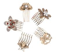 ABOOFAN 5 pièces Lot Peignes Vintage Alliage Antirouille avec Perles et Diamants pour Fixation Cheveux Femme Accessoires Élégants Forme de Rétro Pinces à Cheveux Décoratives Résistantes