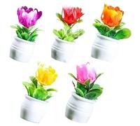 ABOOFAN 5pièces Miniature Flower Pots De Accessoires Pour Décoration De Maison De Poupées Fleurs Artificielles Pour Créer Une Ambiance Chaleureuse