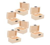 ABOOFAN 6 Pièces Boîte à Trésor Bois Miniature Coffret Rétro à Charnière avec Verrou Métallique Boîte de Rangement Naturelle Inachevée pour Bijoux Artisanat et Souvenirs DIY et Décoration