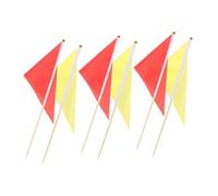 ABOOFAN 6 pièces Drapeaux de Marquage Triangle Polyester et Canne Signaux de Chantier et Marqueurs de Pelouse Résistants Couleurs Intenses Rouge et Jaune pour Jardin et Terrain