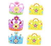 ABOOFAN 6 pièces Kit Bricolage Couronne Eva Garçon Fille Chapeaux DIY pour Anniversaire avec Stickers Strass Décoration Fête et Jeux Éducatifs