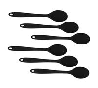 ABOOFAN 6 Pièces Lot Cuillères Silicone Noires Antiadhésives Résistantes Chaleur Multifonctions pour Cuisine Mélange Service Soupe Salade