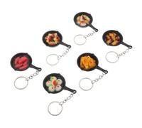 ABOOFAN 6 Pièces Mini Food Keychains Funny Frying Pan Pendant With Rib Fried Dumpling Sausage And More Lightweight Bag Hanging Ornament For Handbags And Party Favors