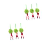 ABOOFAN 6 Pièces Pom Pom Pendant Écharpe à Rayures Ornement Flou Ornement Suspendu Boule De Noel Décoration Peluche De Noël Boule De Noel en Peluche Vert Clair Fil