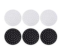 ABOOFAN 6 Pièces Tapis pour Friteuse à Air, Plaque de Cuisson Perforée, Tissu Haute Température, Noir et Blanc, Surface Lisse Antiadhésive, Légumes, Cuisson Vapeur et Pâtisserie