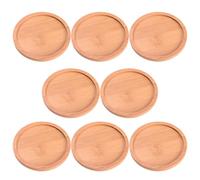 ABOOFAN 8 Pièces Soucoupe Ronde pour Plantes en Bambou, Khaki | Pot de Fleurs, Usage Intérieur et Extérieur, Haute Dureté, Anti-fuite, Ne Se Déforme Pas