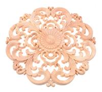 ABOOFAN Applique Bois Sculpté Rond Naturel Non Peint pour Décoration DIY Meubles Portes Murs