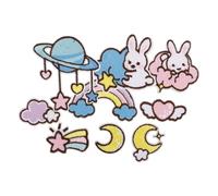 ABOOFAN Appliques Brodées Autocollantes 9pcs en Polyester, Motifs Planètes et Lapins, Patchs Créatifs pour Réparer Paquet et Jupes, Décoration DIY Facile