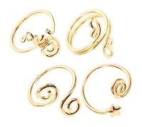 ABOOFAN Bagues D'orteils Design Unique en Laiton Or Ensemble de 4 Réglables avec Zircons Confort pour Bijoux de Pied D'été Plage Femme