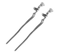 ABOOFAN Baguettes à Cheveux en Alliage de Zinc Noir 2pcs, Accessoires Vintage Élégants pour Chignons, Faciles à Utiliser et Serrant Bien les Cheveux, pour Anniversaire et Cosplay