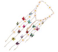 ABOOFAN Bandeau Marguerite Blanc pour Femmes et Filles, Accessoire Cheveux Hippie Léger Pompons, Bandeaux pour Cheveux de Fête et Vacances, Coiffure Bohème pour Mariage et Festival