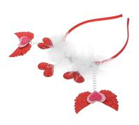 ABOOFAN Bandeau Saint-valentin avec Cœur Rouge Vif et Plumes Accessoire Coiffure pour Adultes Serre-tête Festif pour Fêtes et Mariages