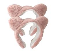 ABOOFAN Bandeaux à Oreilles de Chat en Peluche Doux 2 Pièces Taille Unique pour Femme Soins Visage Maquillage Spa Soirées Pyjama
