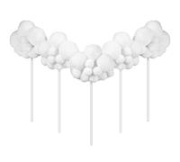 ABOOFAN Blanc Gâteau Topper 5 Pièces en Peluche Cupcake Toppers Blanc Décorations De Gâteau pour l'anniversaire Bébé Pics Alimentaires Décorations De Fête