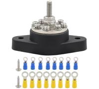 ABOOFAN Bloc de Distribution d'alimentation 1/4 M6 Noir 8 Bornes 16 Terminaux et 2 Vis M5x20 en Acier Inoxydable, Borne Électrique pour Véhicule 12v-48v, Busbar pour Automobile,