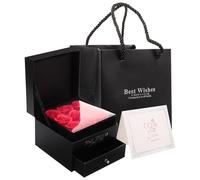 ABOOFAN Boîte à Bijoux Double Tiroir 9 Roses Rouges Éternelles Coffret Présent Noir sans Inscription Emballage pour Fleurs Stabilisées Paquet Présent et Carte pour Femme Saint-Valentin