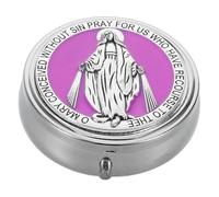 ABOOFAN Boîte à Chapelet Métallique Élégante pour Filles et Garçons Boîte à Perles de Prière Ronde Résistante Coffret Souvenir pour Baptême et Première Communion